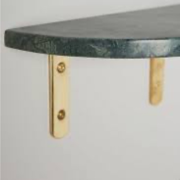 Anthropologie Green/Gold Marble Demi Crescent Wall Shelf - Picture 2 of 7